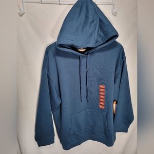 NWT MUUV medium tunic length oversized hoodie in a deep blue.  Unisex.